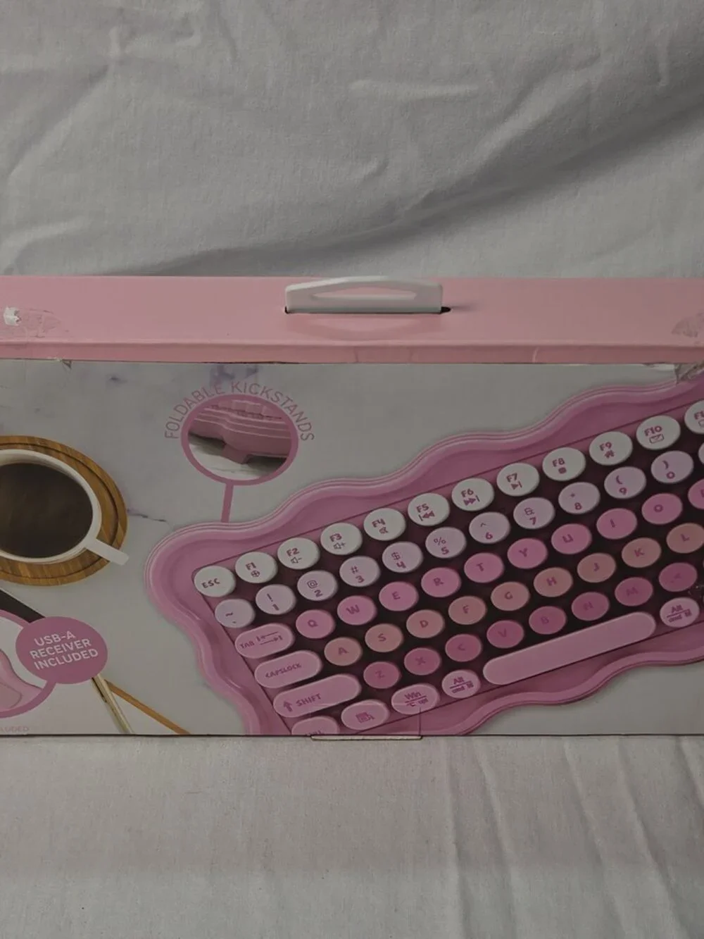 Ijoy Full Size Wave Sync Wireless Keyboard Pink Battery Portable USB